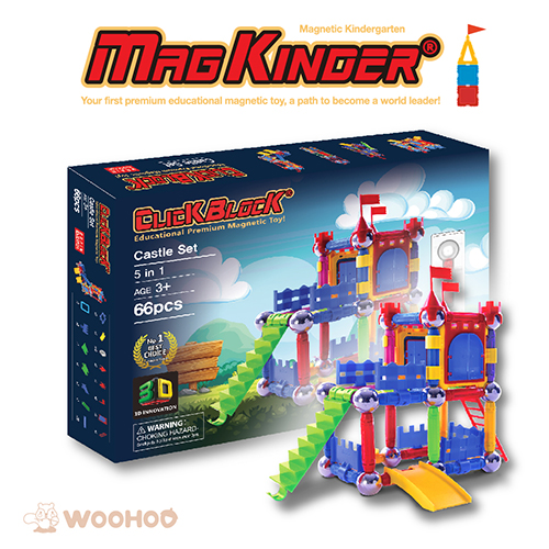 【MagKinder x Click Block】韓國科學磁力棒 童趣城堡 66件組