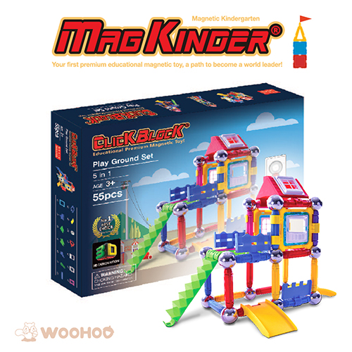 【MagKinder x Click Block】韓國科學磁力棒 豪華遊樂園 55件組