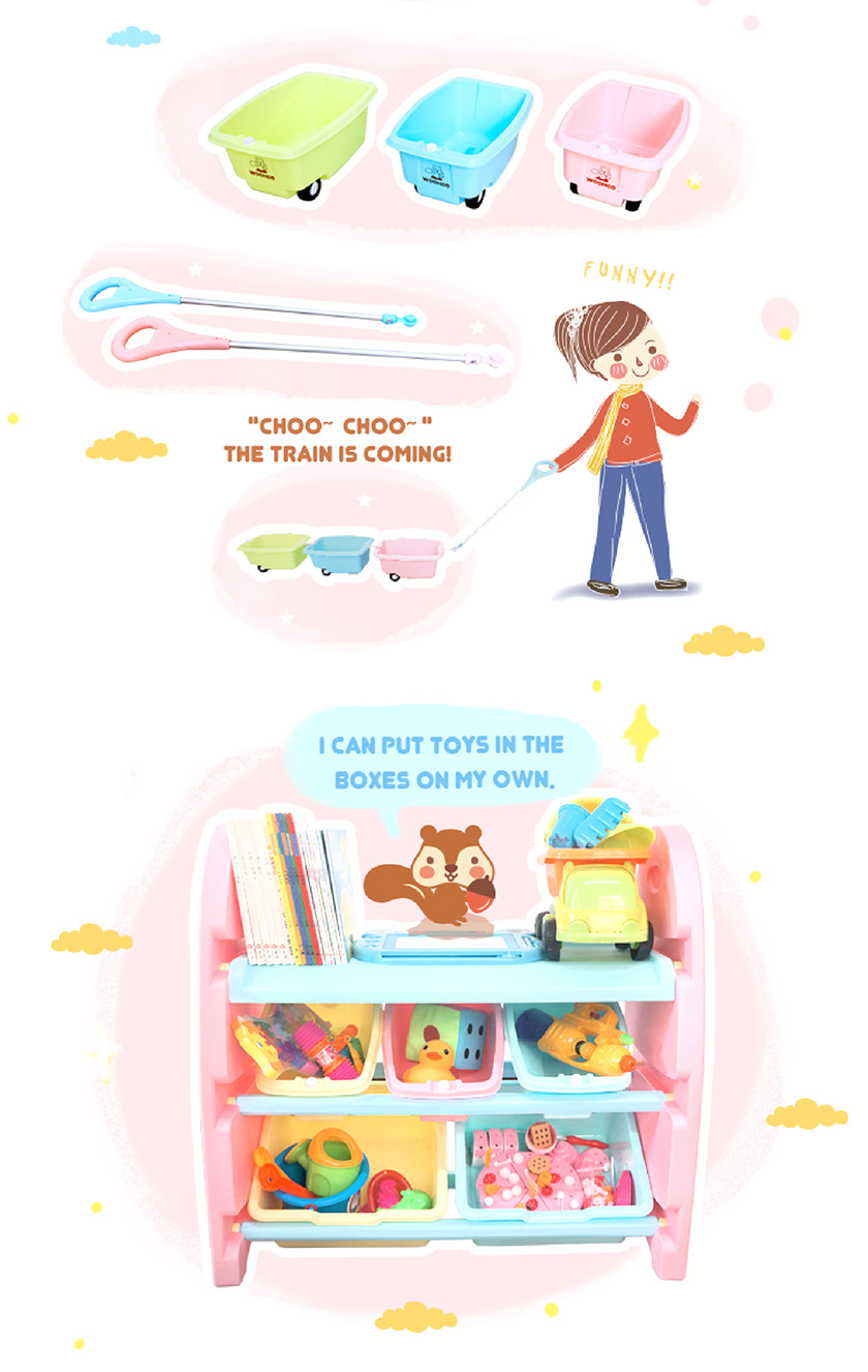 3 Tier Toy Organizer with Storage Bins and Carts (Narrow)